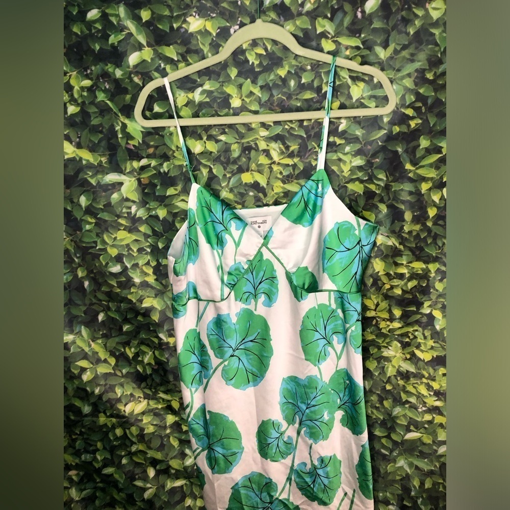 Diane Von Furstenburg Green Leaf Print Slip Dress - Picture 5 of 15